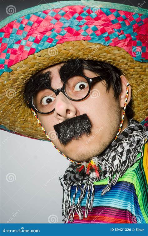 Man In Vivid Mexican Poncho Against Gray Stock Photo Image Of Mexican