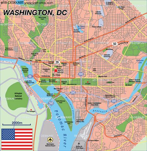 Karte Von Washington Dc Hauptstadt In Vereinigte Staaten Welt Atlasde