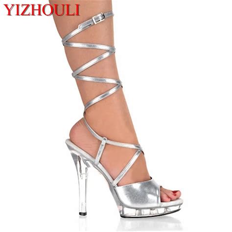 High Heels Shoes Sexy Dance Shoes 13 Cm High Heels Sandals Night Club Silver Pole Dancing