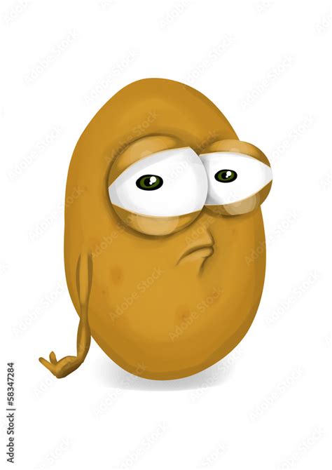 Sad Brown Potato Cartoon A Depressed Disappointed Character Stock