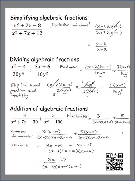 Factorisation And Algebraic Fractions Larryldharrington