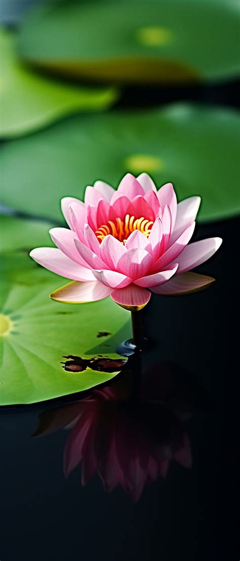 A Pink Lotus Flower Is Floating On A Lake Background Wallpaper Image