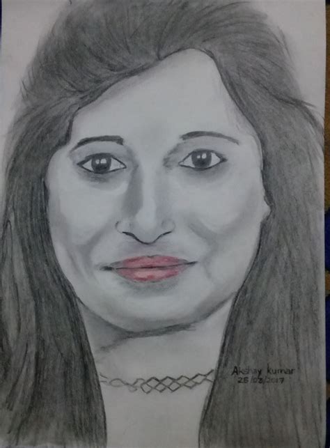 Akshay Kumar Pencil Sketch Of Indian Girl Smiling Face By Akshay Kumar