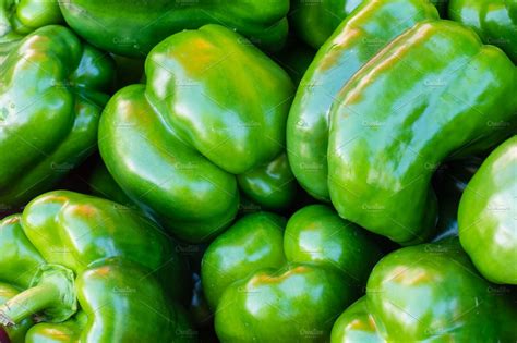 Green Bell Peppers At The Market High Quality Food Images ~ Creative