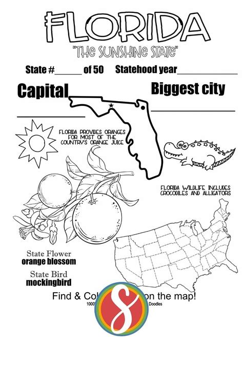 Florida Facts A Free Activity Coloring Page About Florida From Stevie