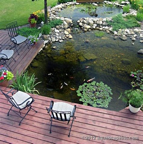 Check spelling or type a new query. Backyard deck is cantilevered over water garden for ideal viewing of fish and aquatic plants ...