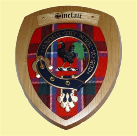 Sinclair Clan Crest Tartan 7 X 8 Woodcarver Wooden Wall Plaque For