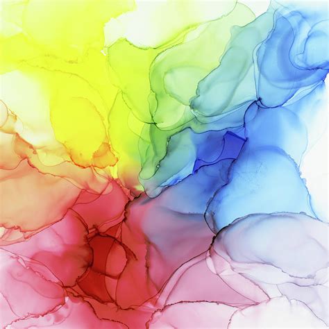 Flowing Rainbow Ink Ethereal Abstract Painting Painting By Olga Shvartsur