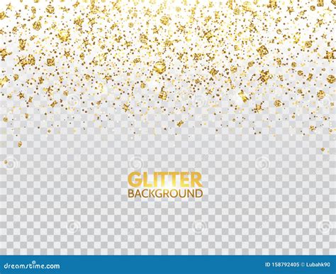 Glitter Confetti Gold Glitter Particles Falling On Transparent