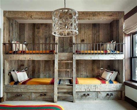 Pin By Kitty Waldrop On Tiny House Rustic Bunk Beds Bunk Beds Built
