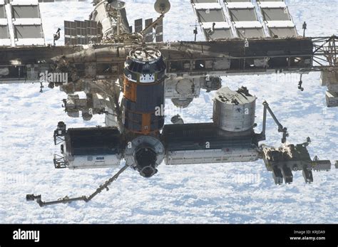 Sts 133 International Space Station After Undocking Closeup Stock