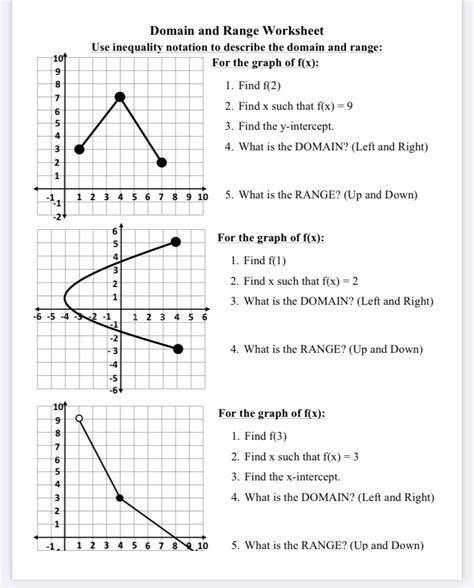 41 Domain And Range Interval Notation Worksheet With Answers