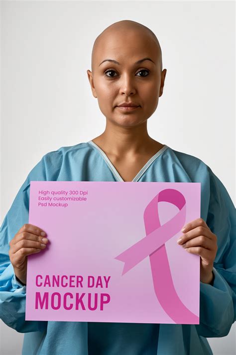 Indian Cancer Patient Holding Cancer Poster Mockup Daddy