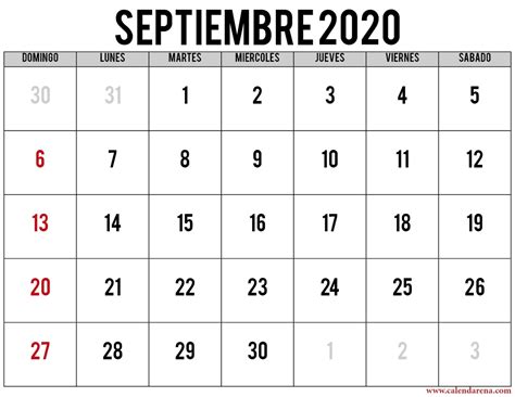 Calendario Septiembre 2020 Para Imprimir En 2020 Cale