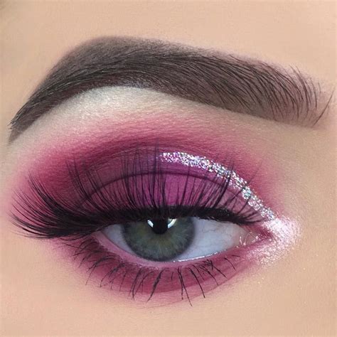 Bold Purplepink Smokey Eye With Silver Glitter