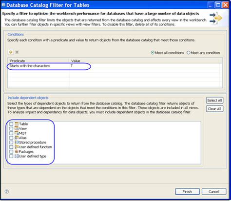 Use Database Catalog Filtering In Ibm Data Studio To View Manage And