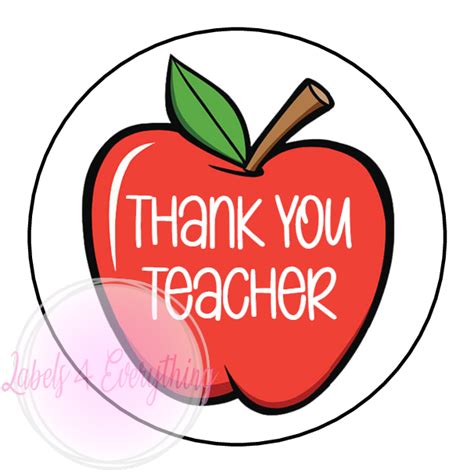 Thank You Teacher Apple Stickers Labels4everything