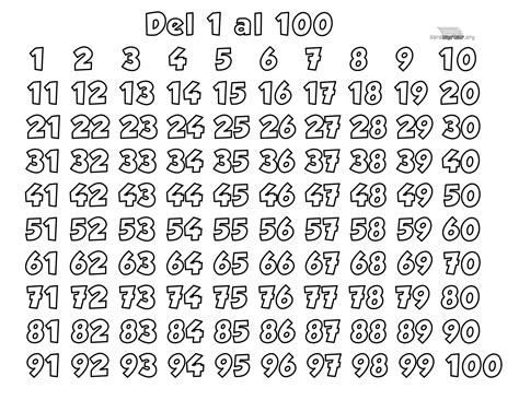Los Números Del 1 Al 100 Para Imprimir En Pdf 2022