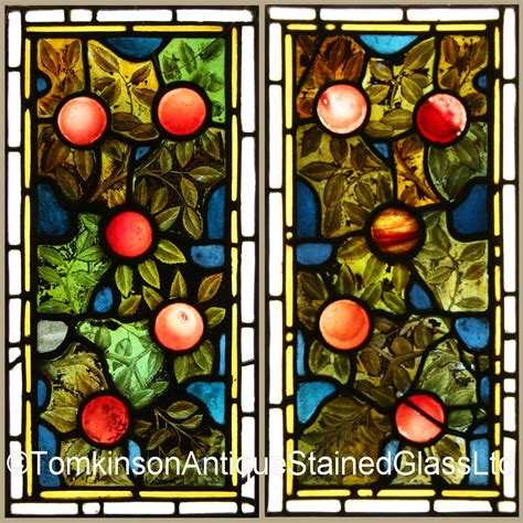 Ref Vic422 2 Antique Victorian Stained Glass Panels