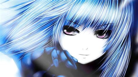 Wallpaper Face Illustration Anime Girls Blue Hair