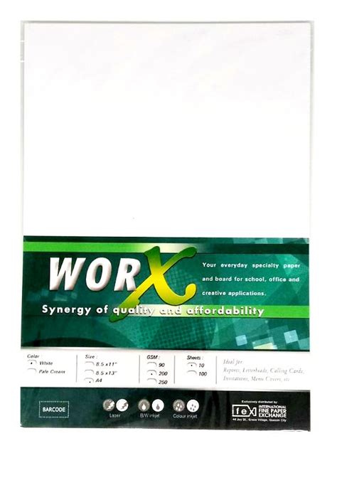 10 Sheets To 50 Sheets Worx White Specialty Board 200gsm Size A4