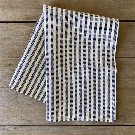 Blue And White Striped Linen Dish Towel Larger Cross
