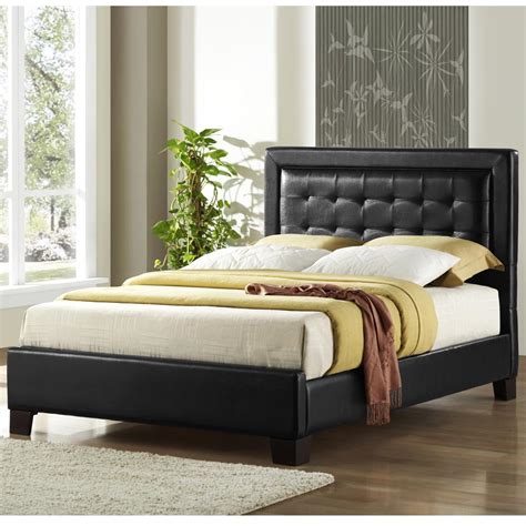 Homesullivan Black Faux Leather Upholstered Queen Bed 405787 1 Bed