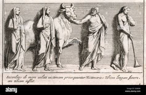 Priests And Sacrificial Bull At The Funeral Of Patroclus Stock Photo