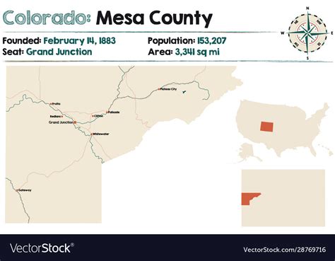 Map Mesa County In Colorado Royalty Free Vector Image