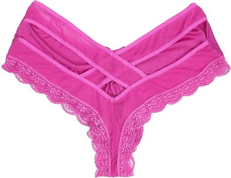 Yizyif Mens Pouch Sissy Lace Floral Underwear Criss Crossing Bikini Panties Lingerie Clothing G
