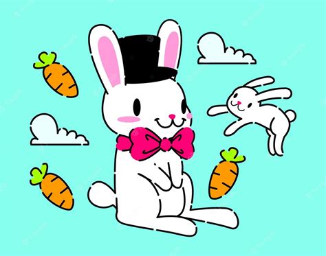 Premium Vector Cute Little Bunny Cartoon Vector Illustration