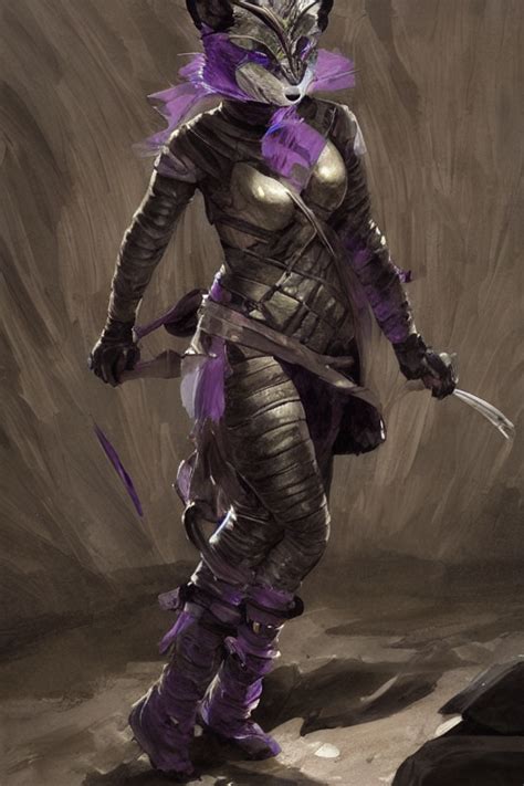 Prompthunt Female Ninja Assassin In Amethyst Japanese Body Armor Wearing A Translucent Fox Mask