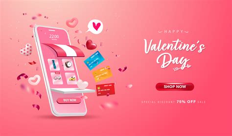 Happy Valentines Day Online Shopping Store On Website And Mobile