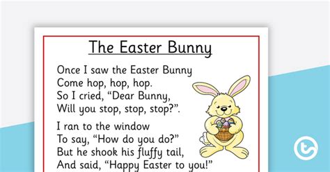 The Easter Bunny Poem Poster And Cut Out Pages Teach Starter