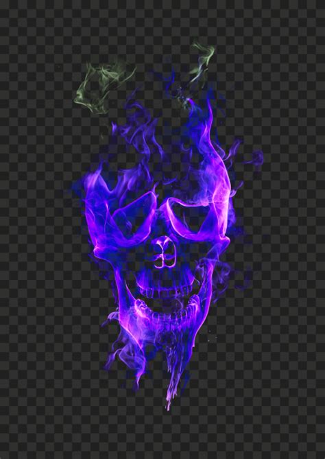 Skull Purple Fire With Smoke Free Png Citypng