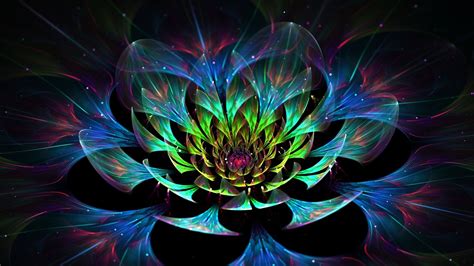 Digital Art Abstract Colorful Fractal Flowers Glowing