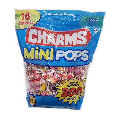 Charms Mini Pops 18 Assorted Flavors With Resealable Bag 300 Count