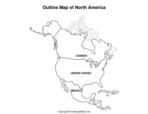 Printable Blank Map Of North America Outline Transparent