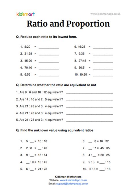 Ratio And Proportion Worksheets