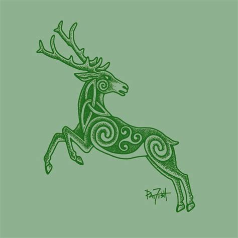 A Drawing Of A Deer With Intricate Designs On It