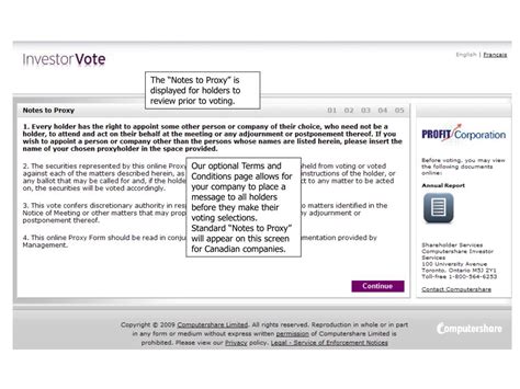 Ppt Welcome To Investorvote Computershares Online Voting Application