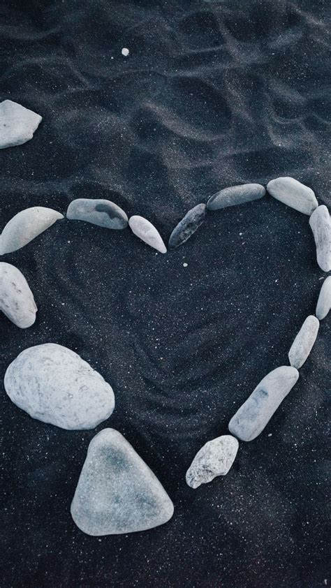 Download Wallpaper 938x1668 Heart Stones Love Sand Iphone 876s6