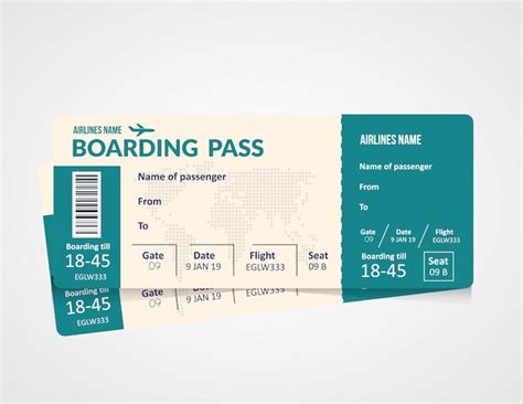Premium Vector Plane Ticket Airline Boarding Pass Template