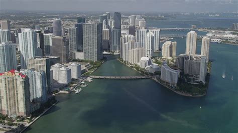 5k Stock Footage Aerial Video Of Flying By Downtown Miami Buildings And