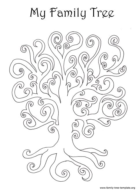 Download and print these kids printable family tree coloring pages for free. A curly art nouveau tree to fill out with color | Tree ...