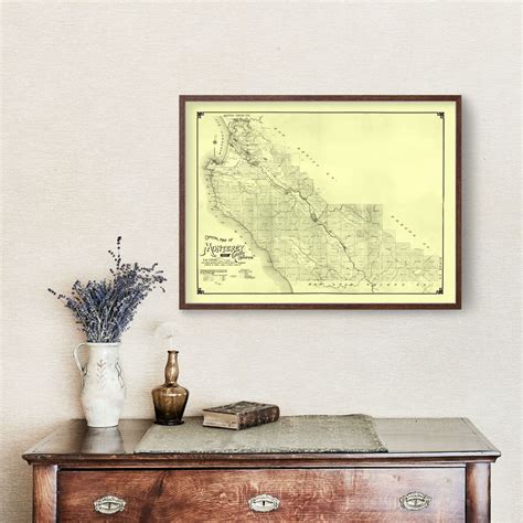Vintage Map Of Monterey County California 1898 By Teds Vintage Art