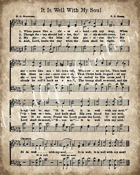 It is Well With My Soul Print, Printable Vintage Sheet Music, Instant