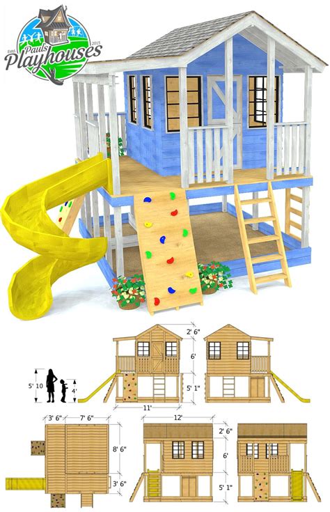 A traditional 2 story house plan presents the main living spaces (living room, kitchen, etc) on the main level, while all bedrooms reside upstairs. Randy's Ranch Playhouse Plan | Play houses, Playhouse plan ...