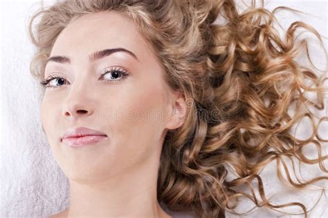 Beautiful Young Woman With Long Curly Hair Stock Photo Image Of Curly