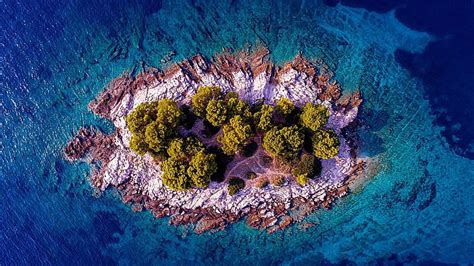 Hd Wallpaper Beach Aerial View Silhouette Island Seychelles 4k